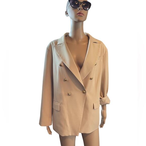 BLAZER COAT Womens XXL Khaki Stretch Double Breasted Classy Workwear - Picture 1 of 15
